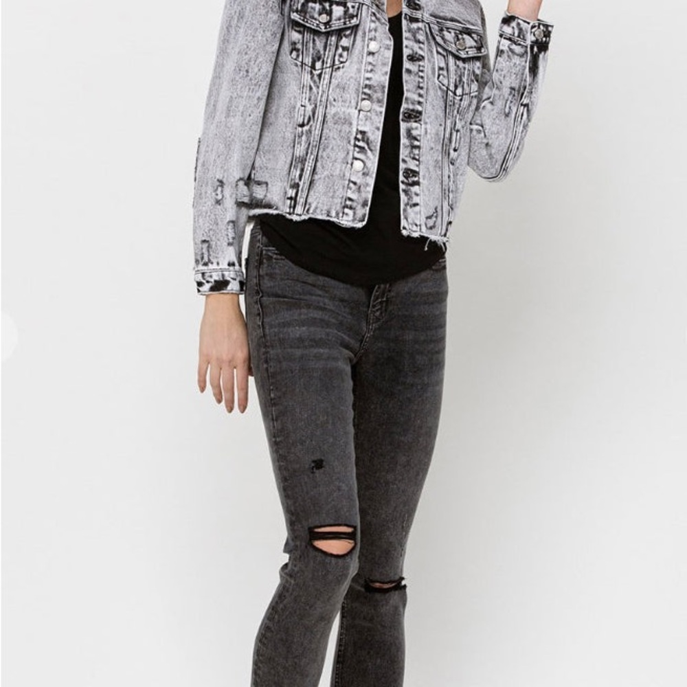 Stylish Black and White Denim Jacket